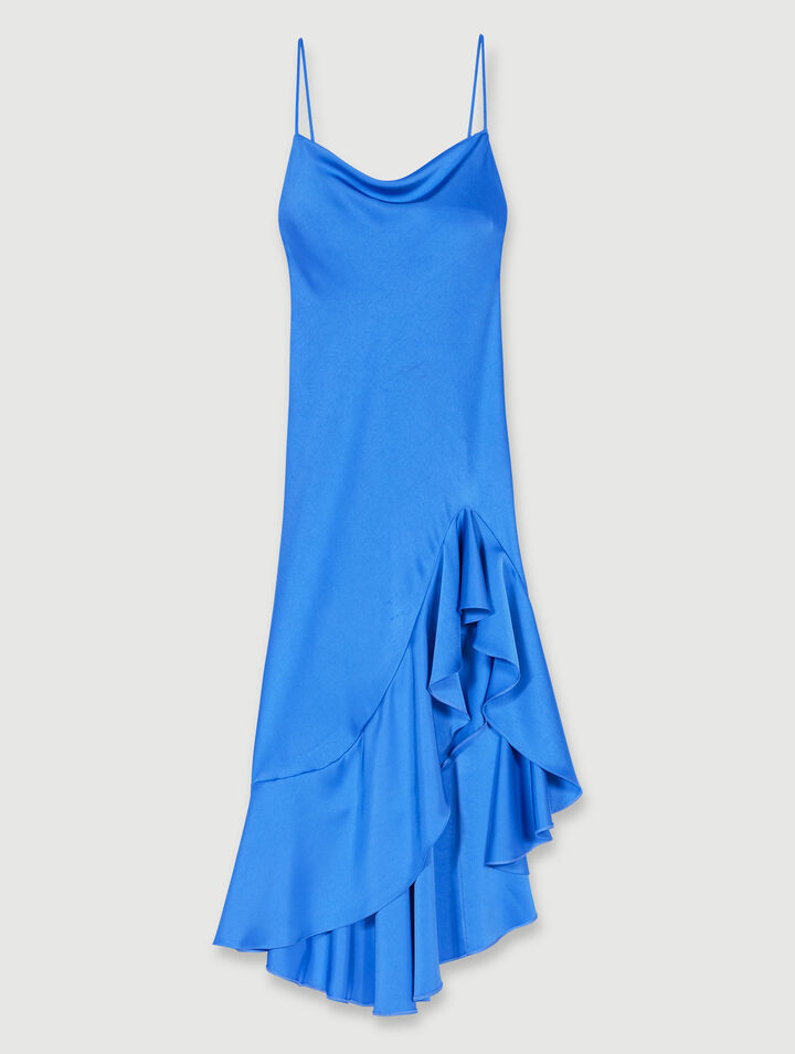 Robe longue satinée asymétrique