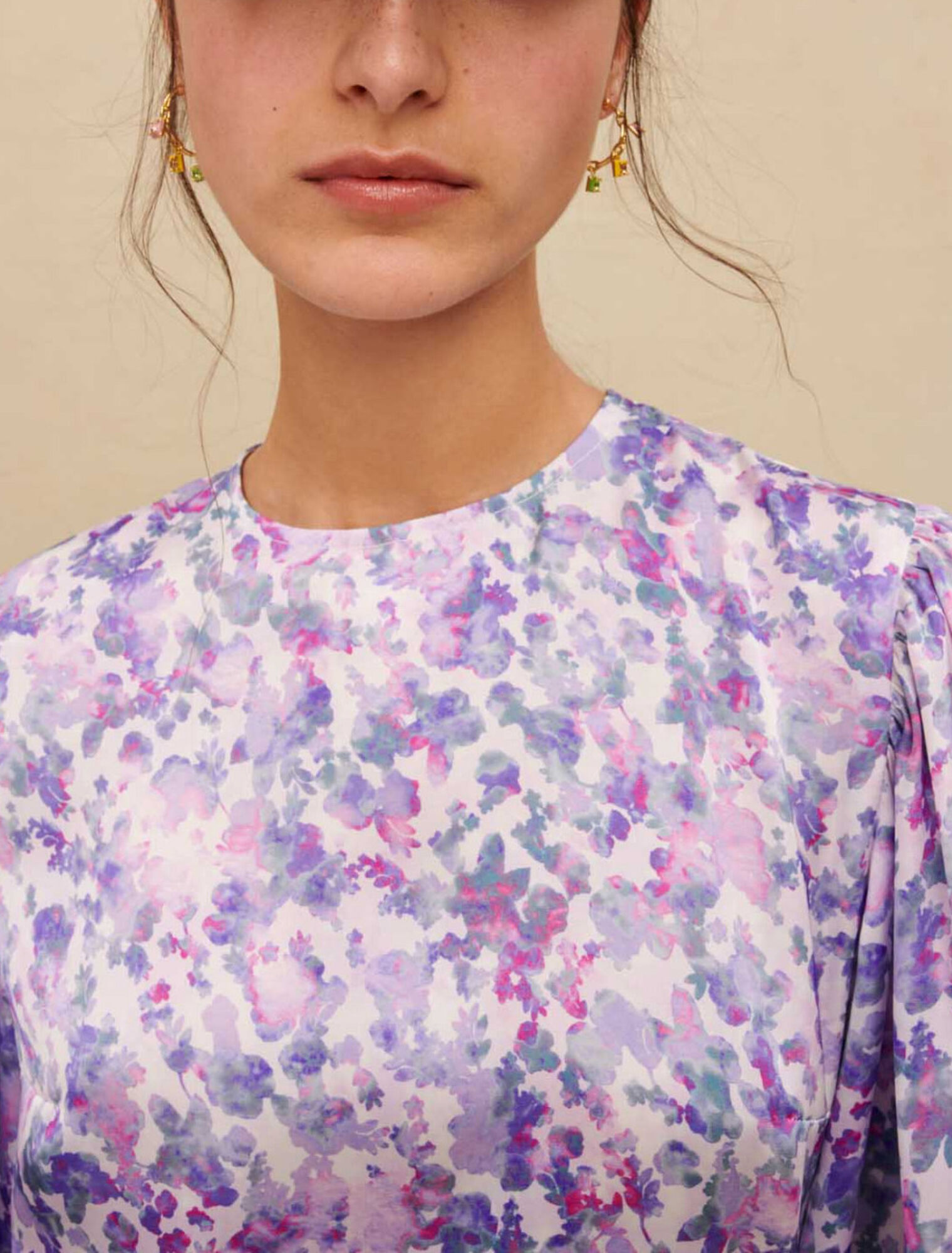 Robe courte drapée fleurie