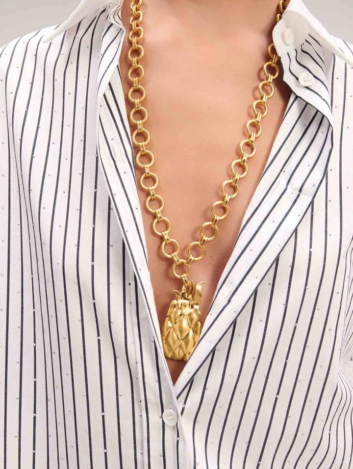 Chemise à rayures strassée