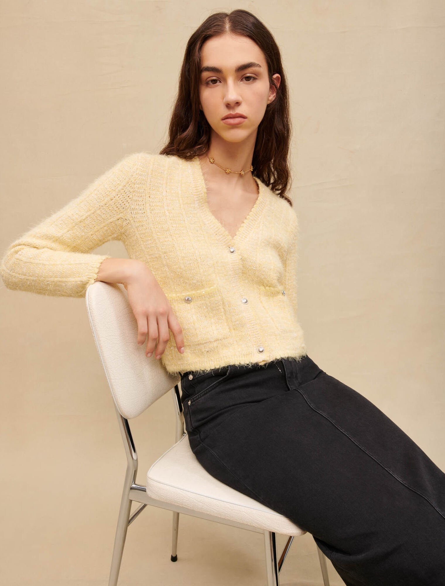 Gilet en maille effet tweed