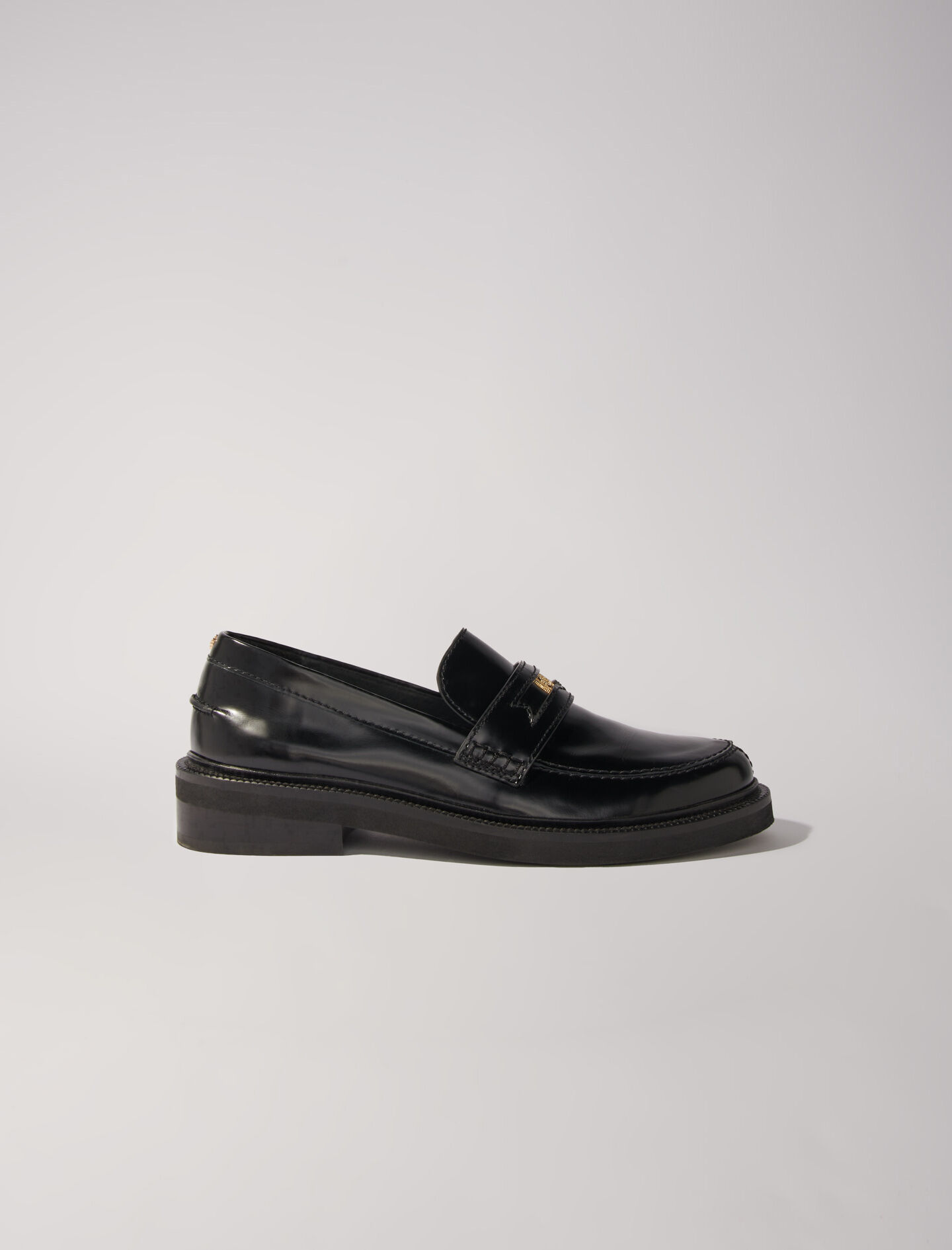 Leather loafers Black Gray For Women Maje