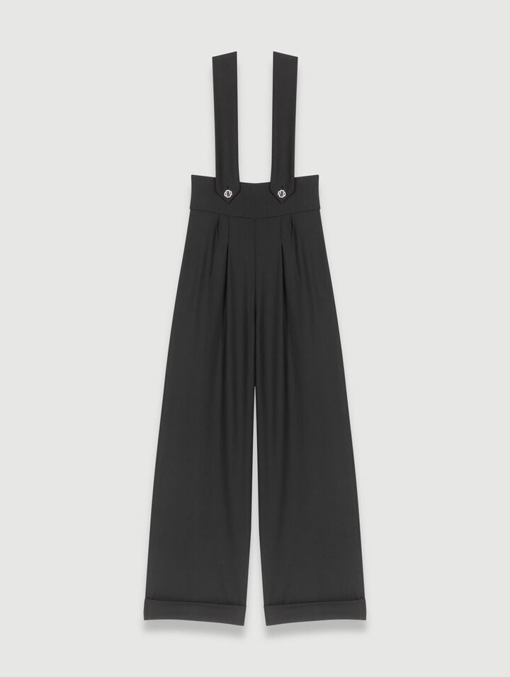 Pantalon large à bretelles