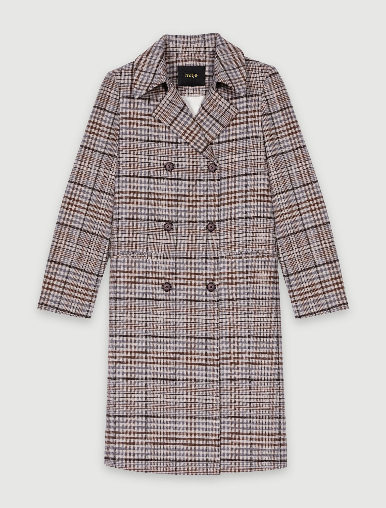 Long checked coat