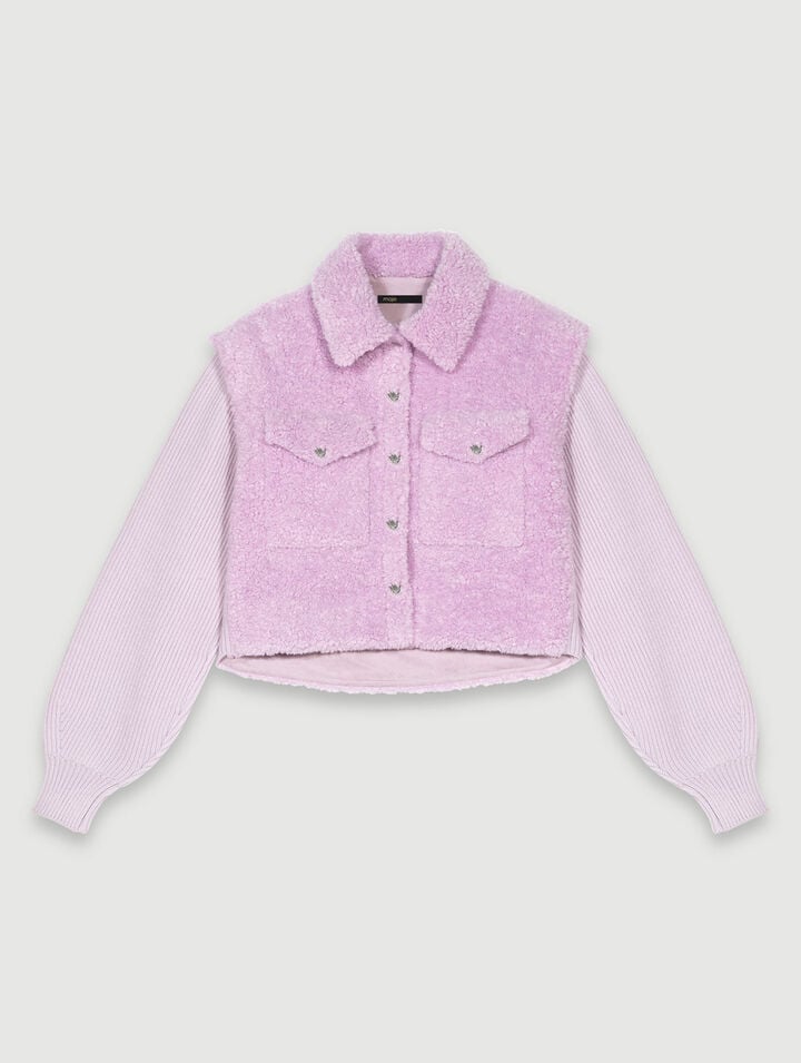 Blouson en fausse fourrure et maille