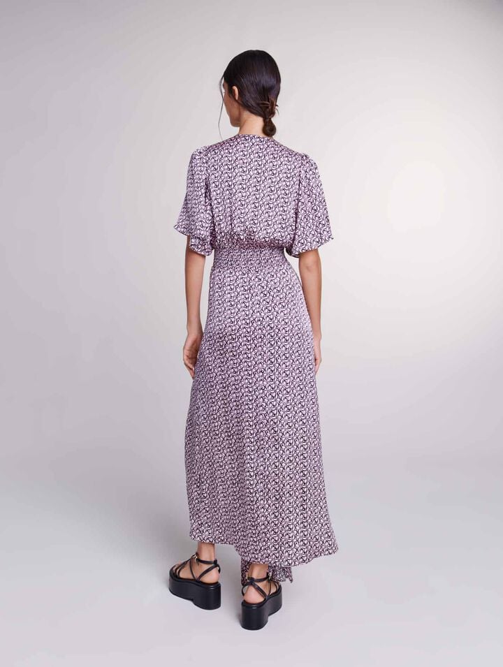 Robe longue satinée imprimée