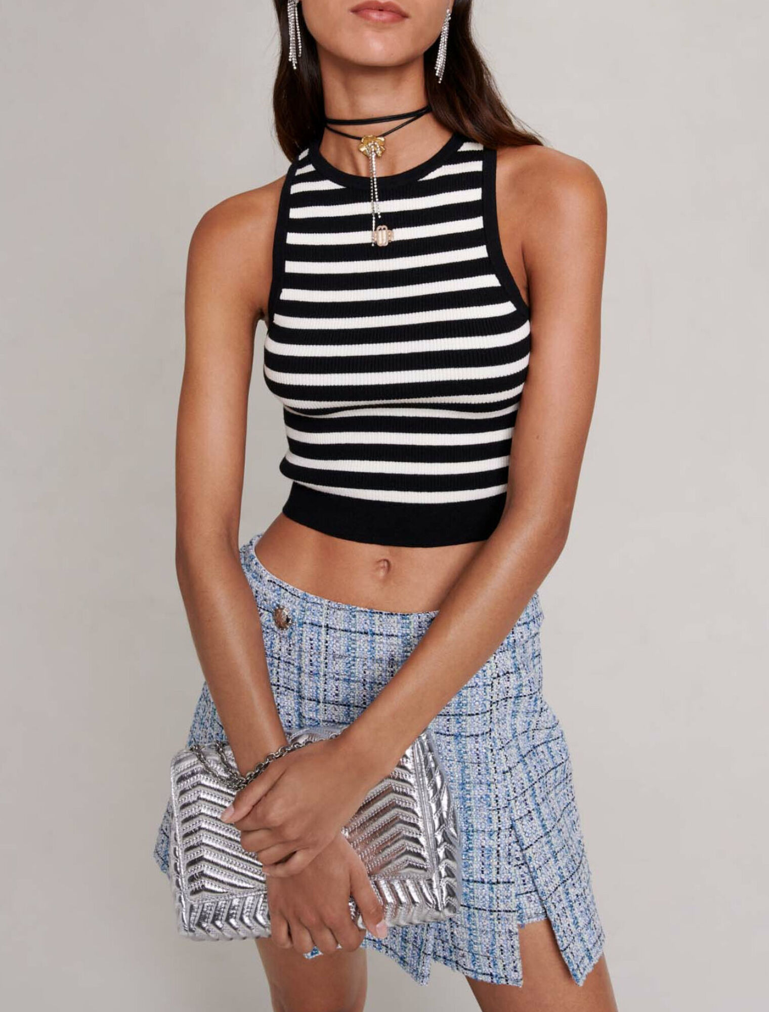 Haut court &agrave; rayures