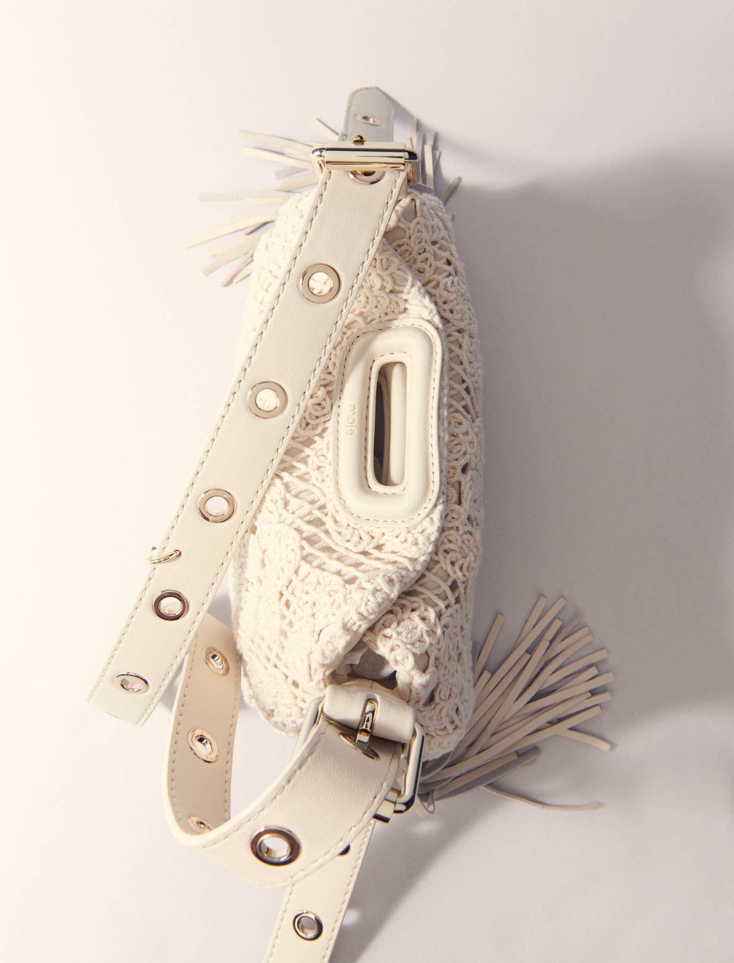 Crochet-knit mini Miss M bag White For Women | Maje