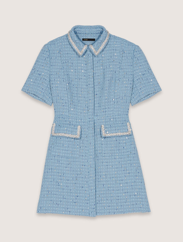 Sequin tweed mini dress