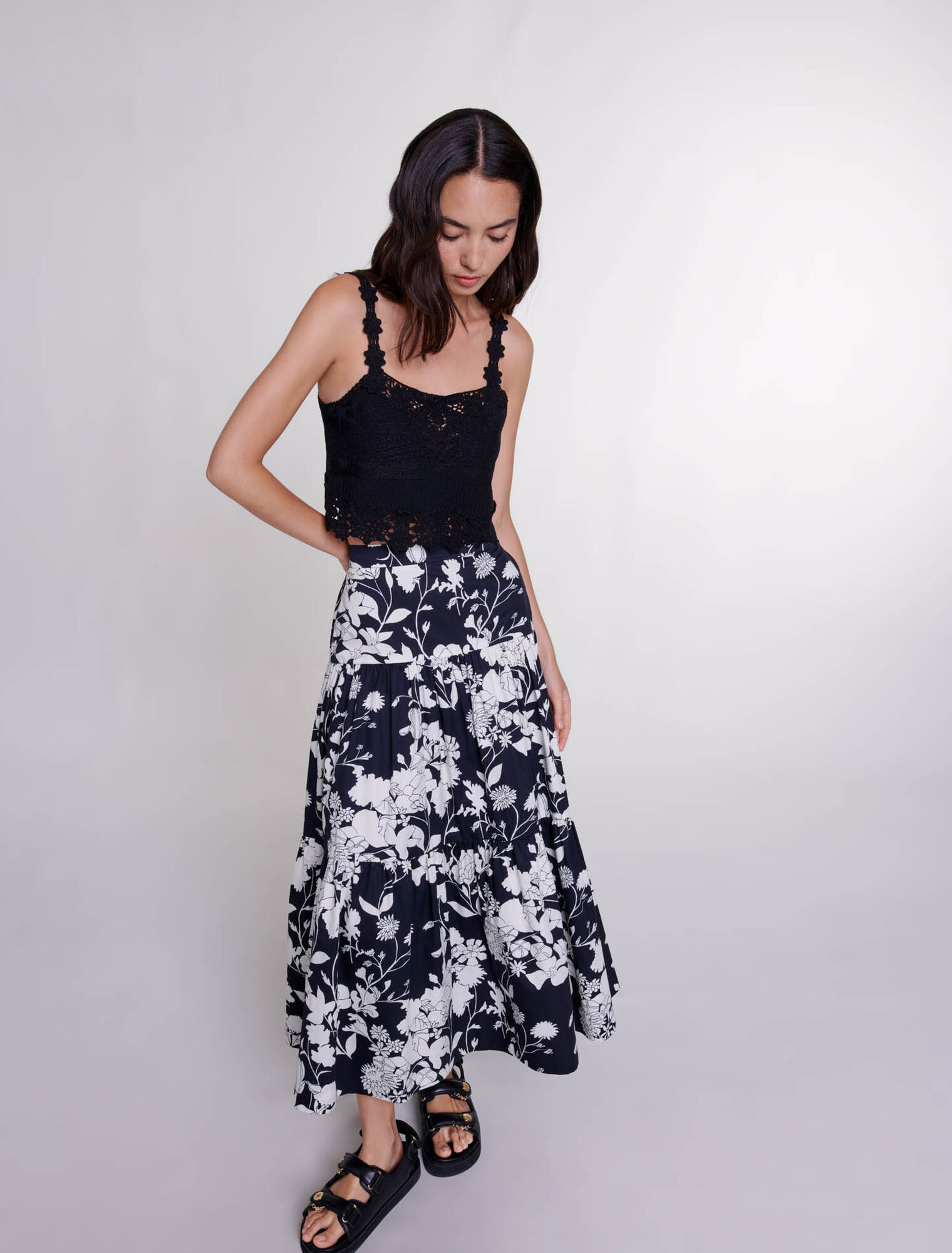 Floral print maxi skirt