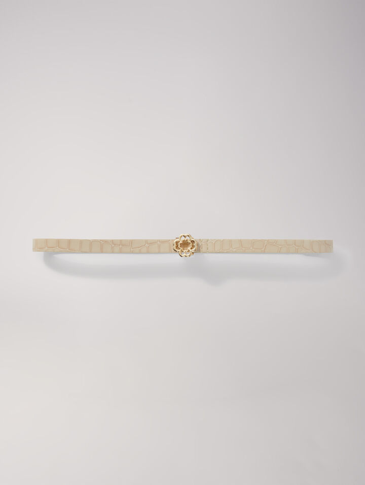 Ceinture fine en cuir à boucle Clover