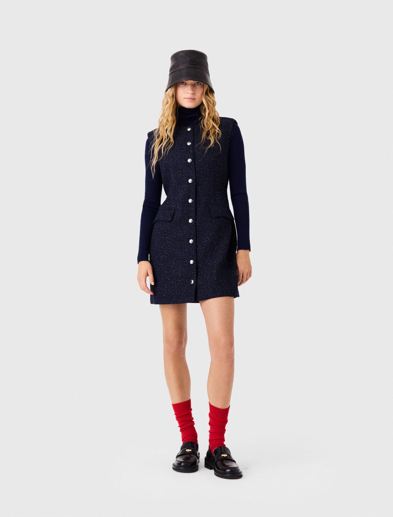 Short lurex tweed dress