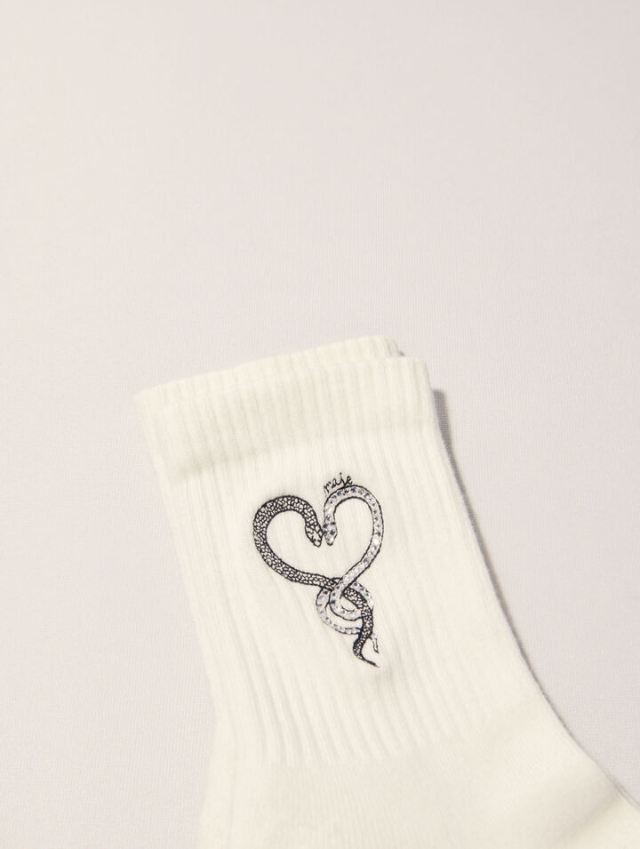 Chaussettes brodées à strass