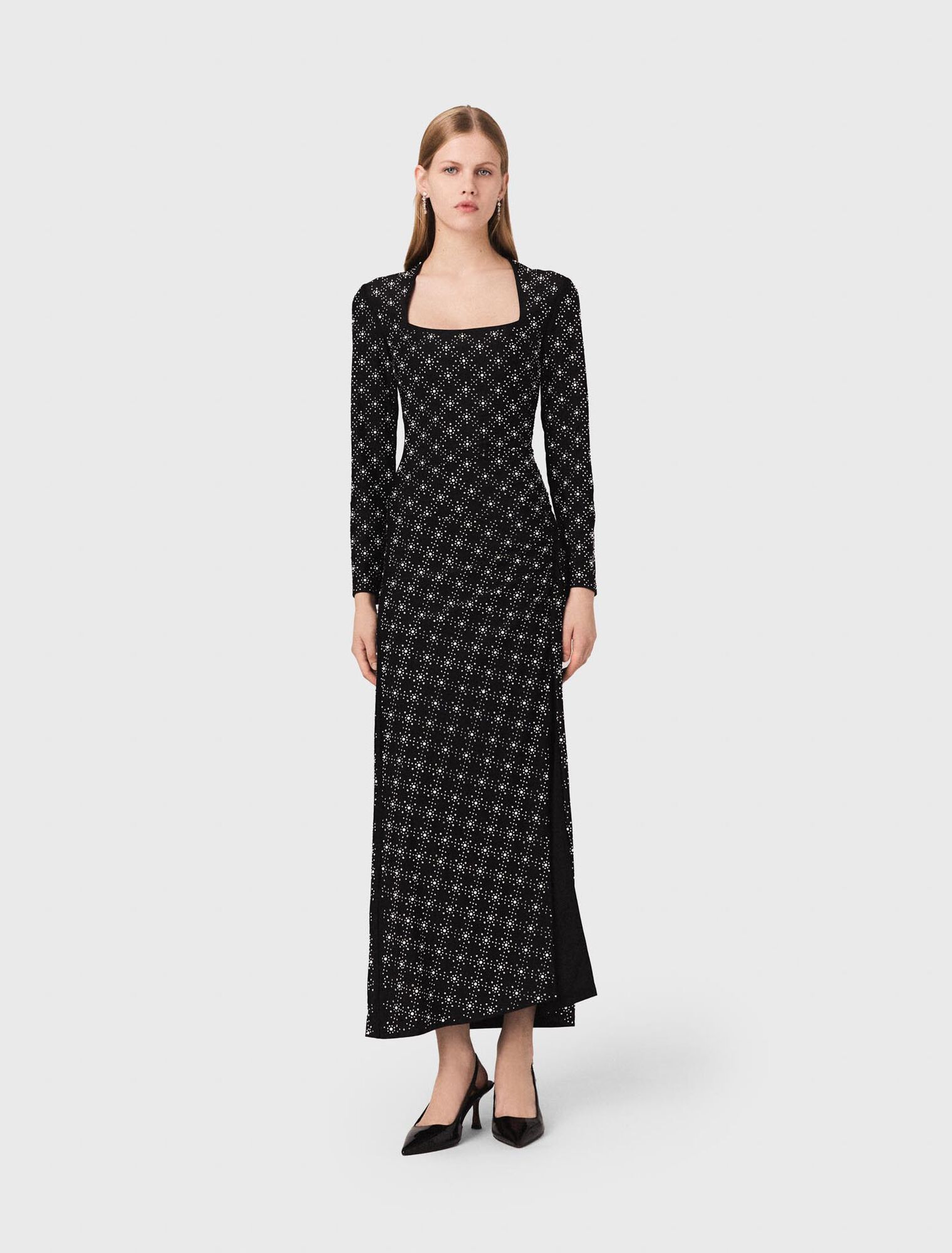 Robe longue à perles et strass