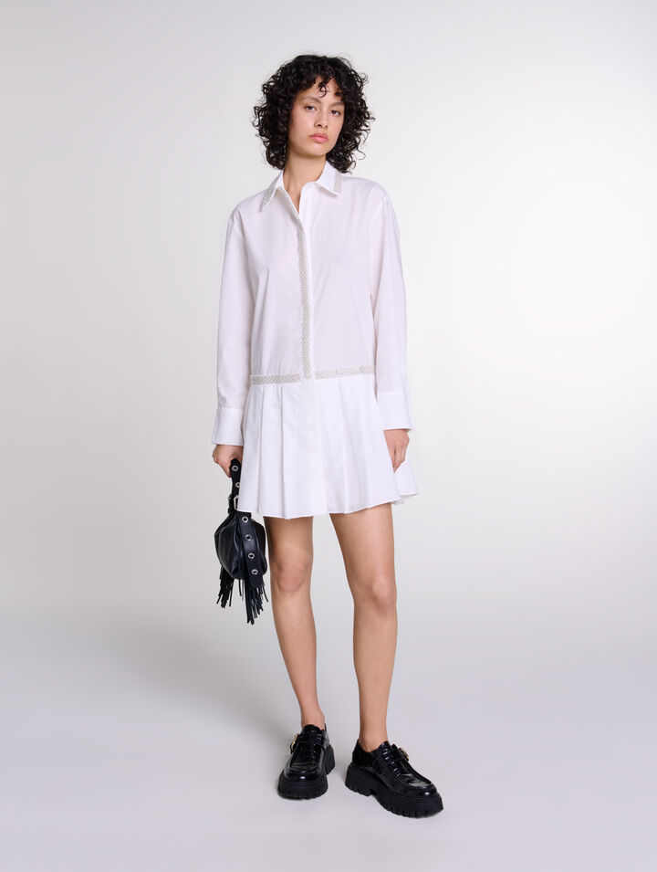 Robe chemise orn&eacute;e de perles