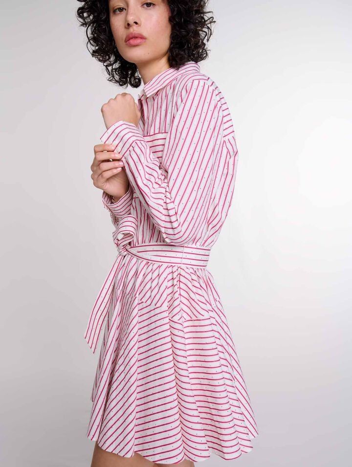 Robe courte à rayures et strass