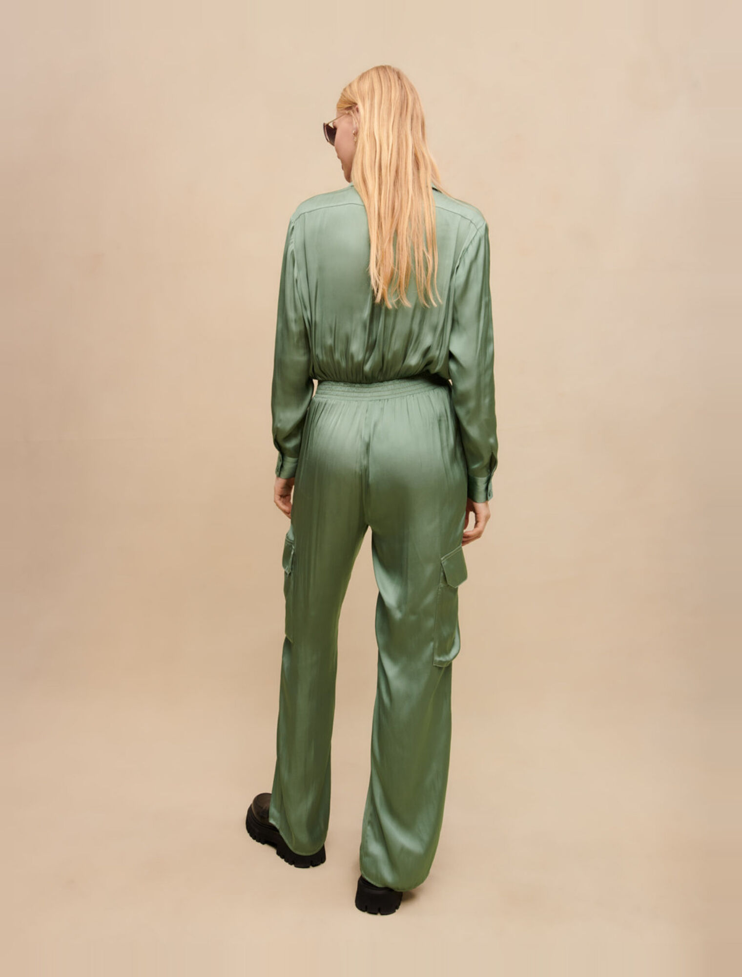 Satin pants suit