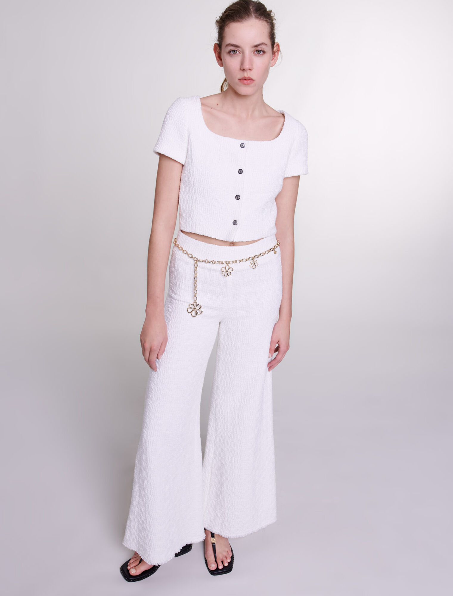 Pantalon large en tweed