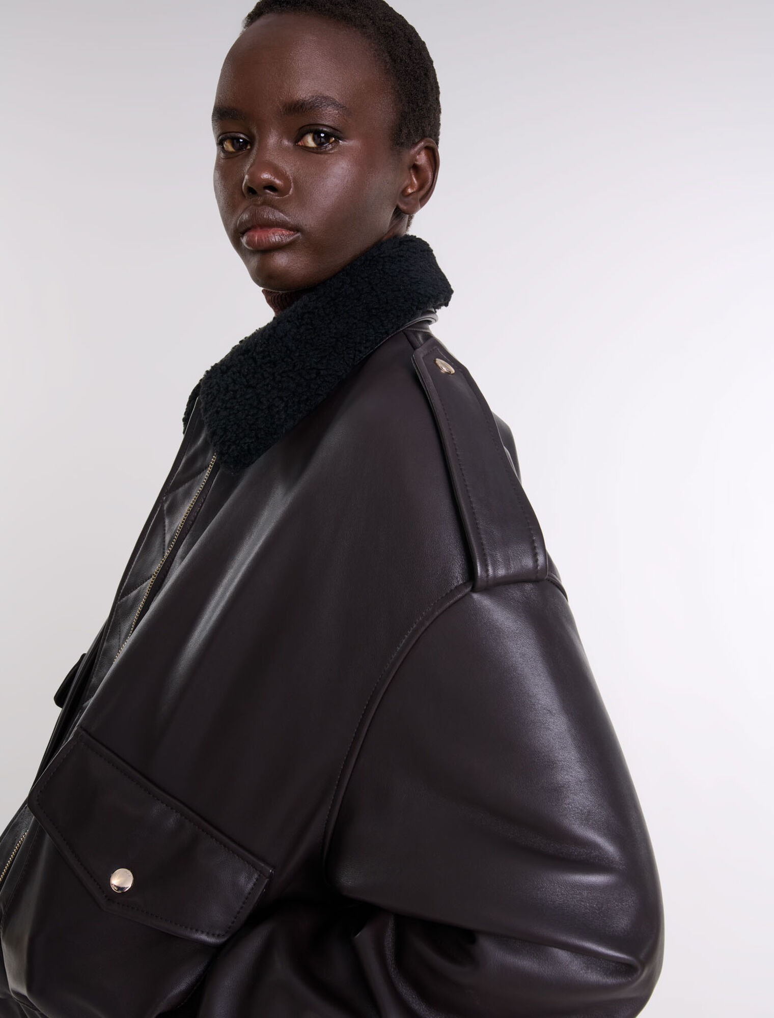 Blouson oversize en cuir