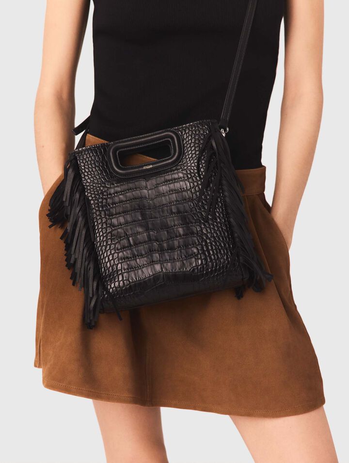 Sac M en cuir effet croco