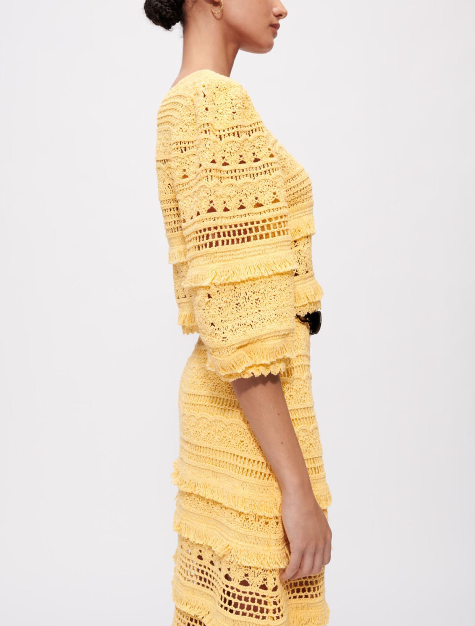 Crochet knit top with fringing