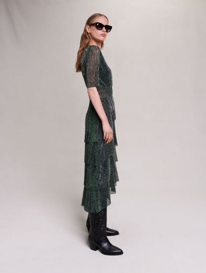Robe en matière lurex stretch à volants