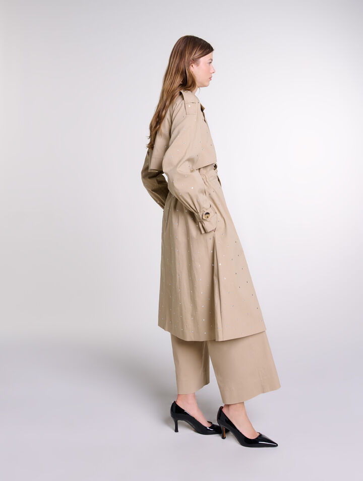 Trench clout&eacute; taille &eacute;lastiqu&eacute;e