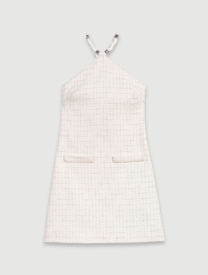 Robe courte en tweed à liens