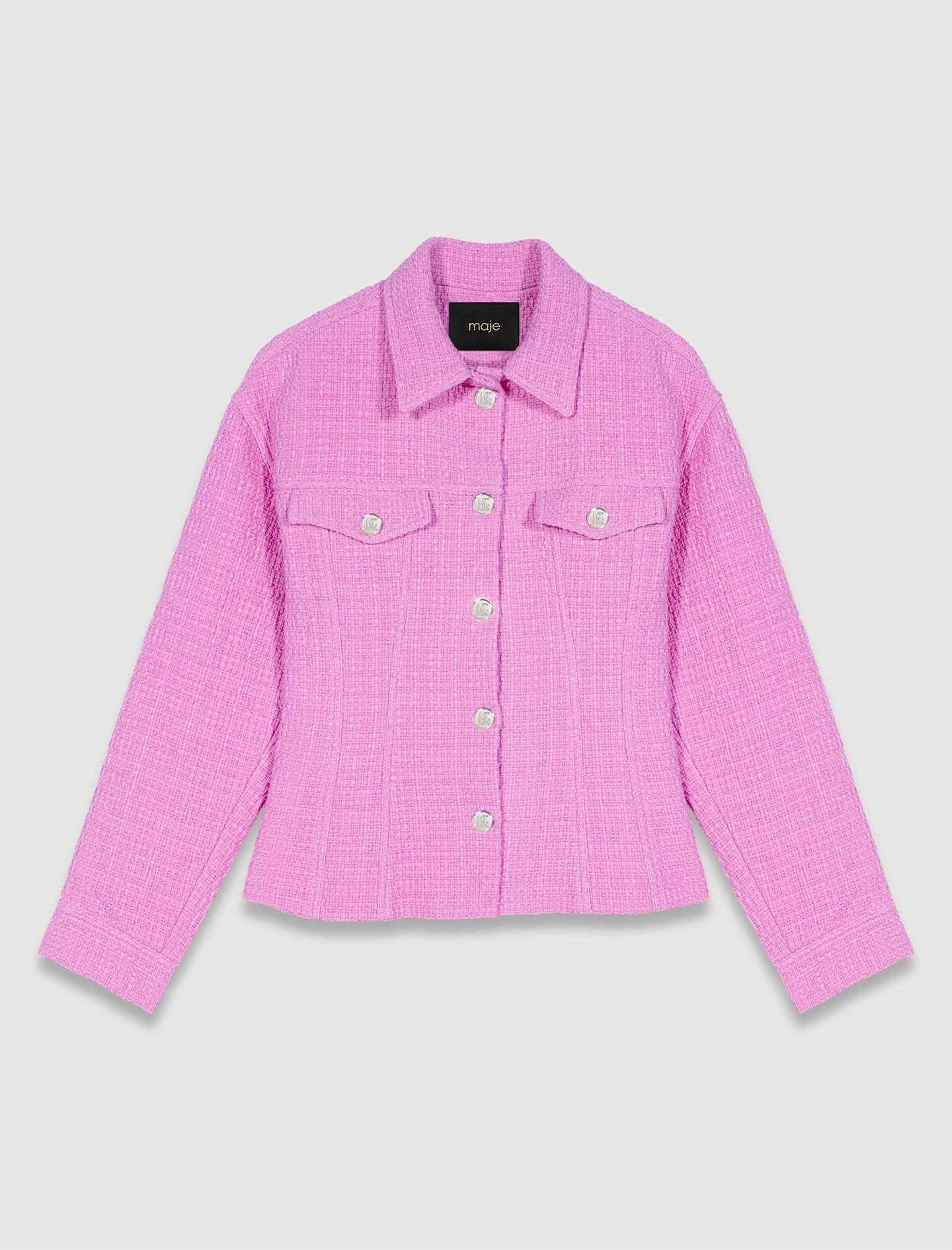 majeピンク ツイード ジャケット Fitted tweed jacket