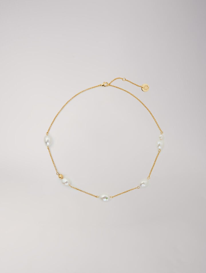 Collier doré chaîne et perles
