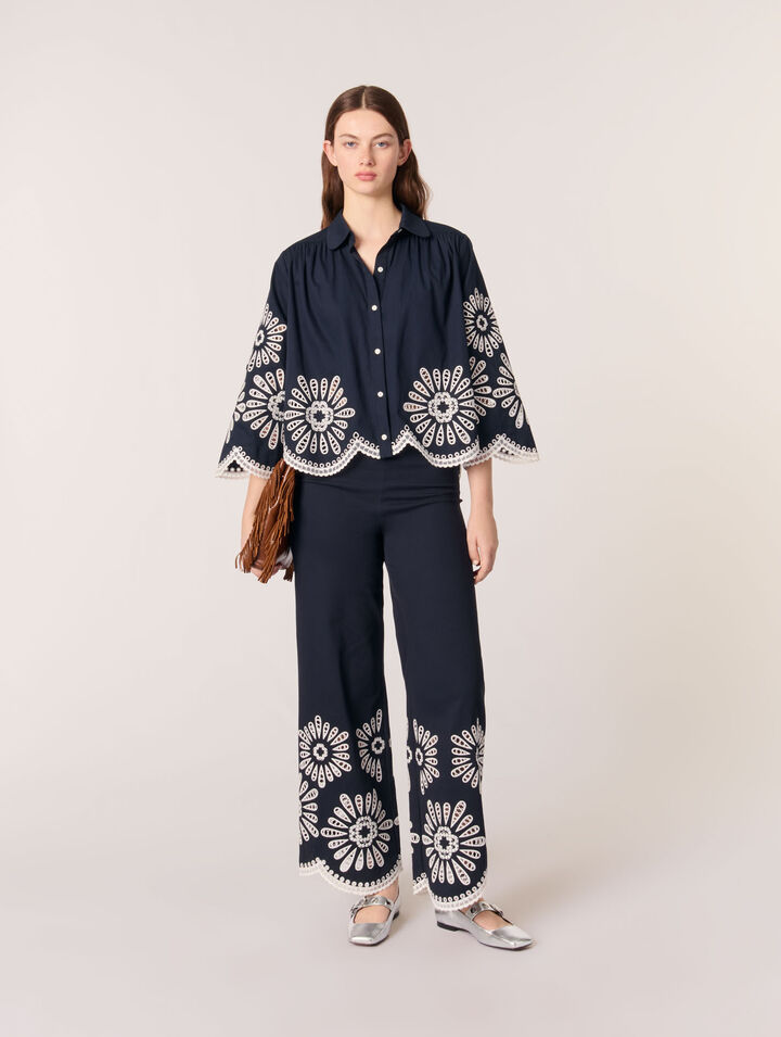 Chemise courte avec détails crochet