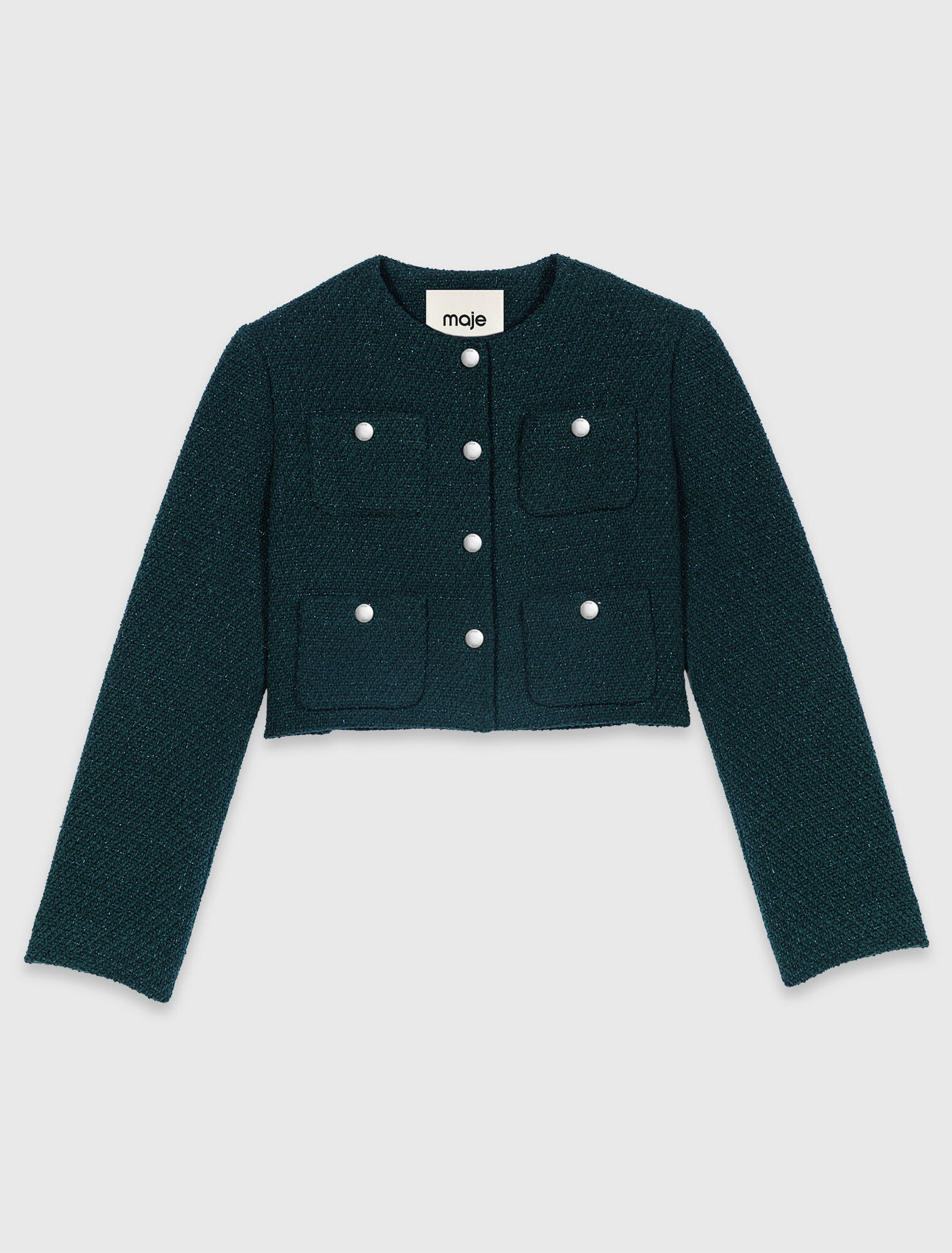 Tweed jacket with fringe trim
