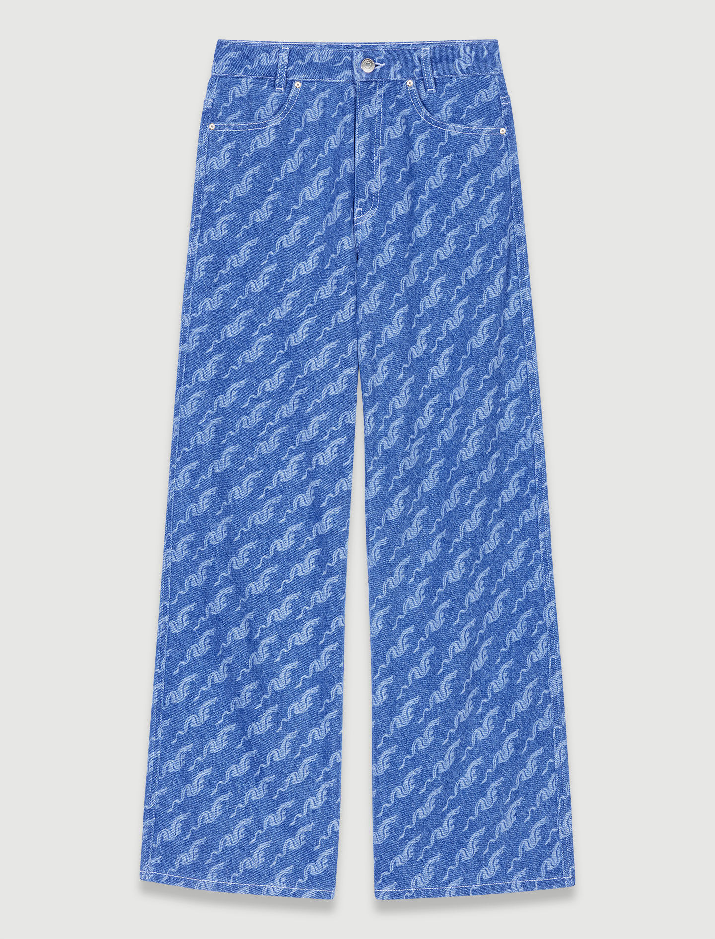 majeページ Wide-leg patterned jeans Blue For Women | Maje