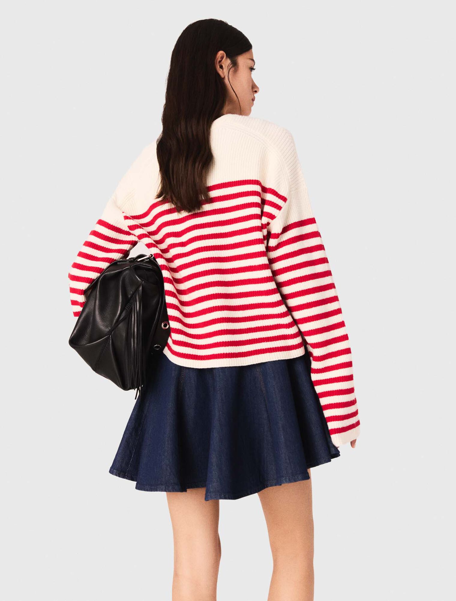 Pull en maille côtelée à rayures