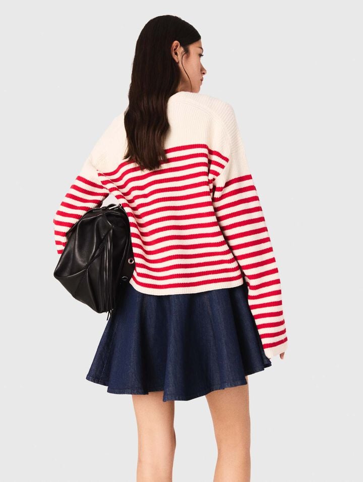 Pull en maille côtelée à rayures