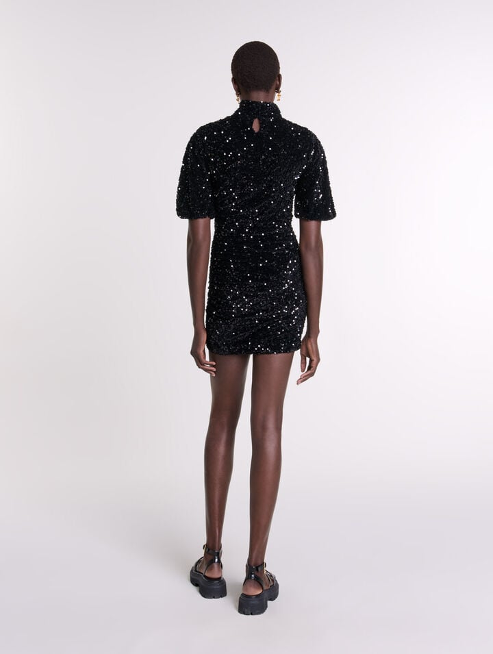 Robe courte velours et sequins