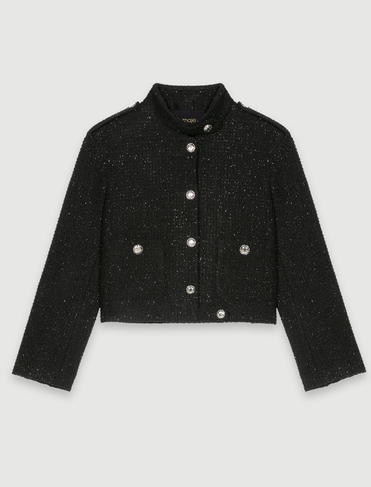 Short tweed jacket Black / Gray For Women | Maje