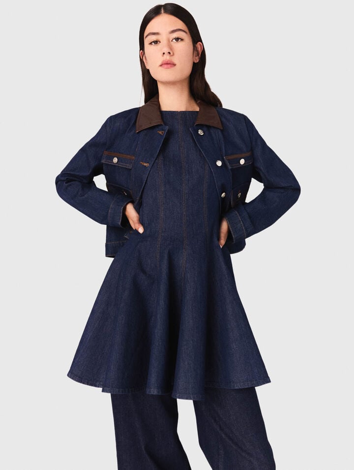 Denim jacket with faux leather
