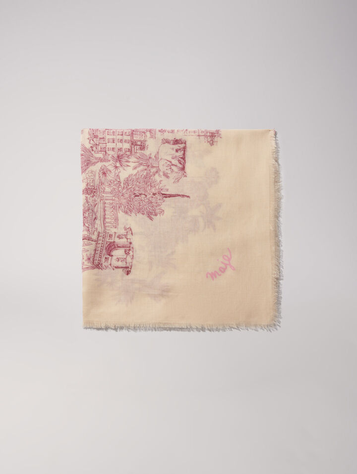 Patterned cashmere blend scarf