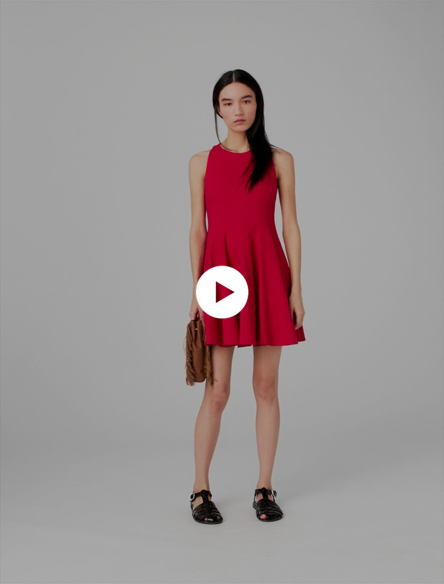 Short flared linen-blend dress