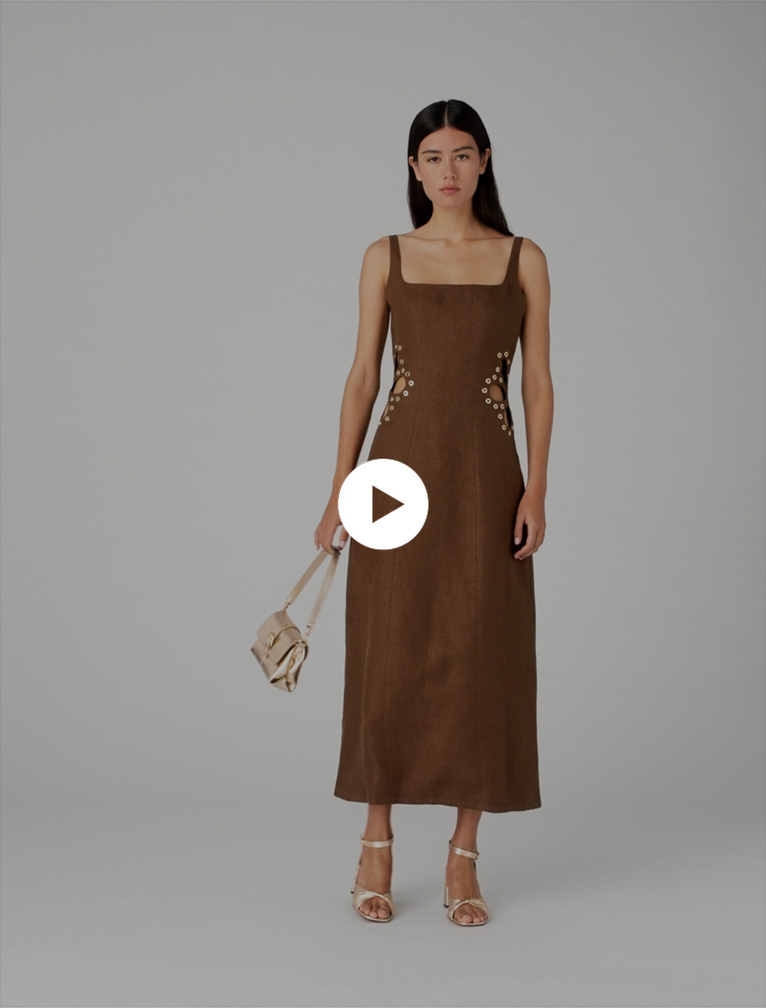 Robe longue en lin m&eacute;lang&eacute;