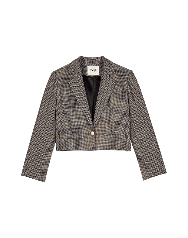 Veste de tailleur courte à carreaux