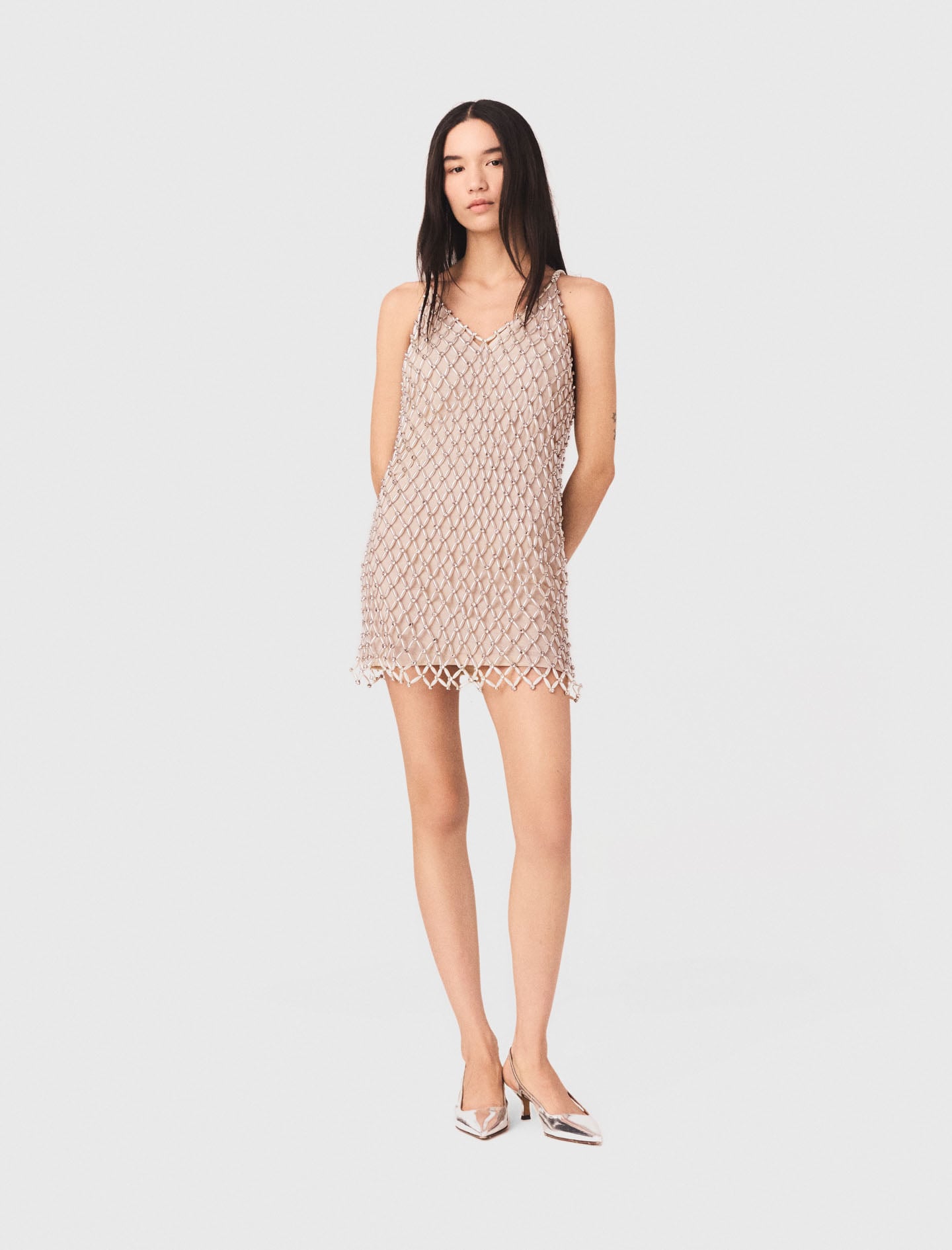 Maje Short Beaded Dress With Lining