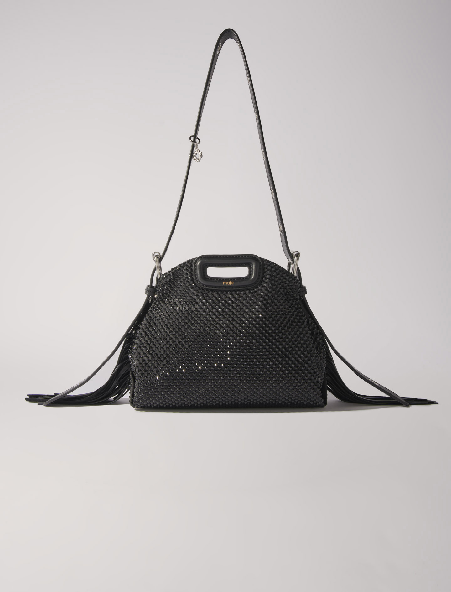 Maje Woman's polyester Miss M Mini rhinestone bag for Fall/Winter, in color Black / Black