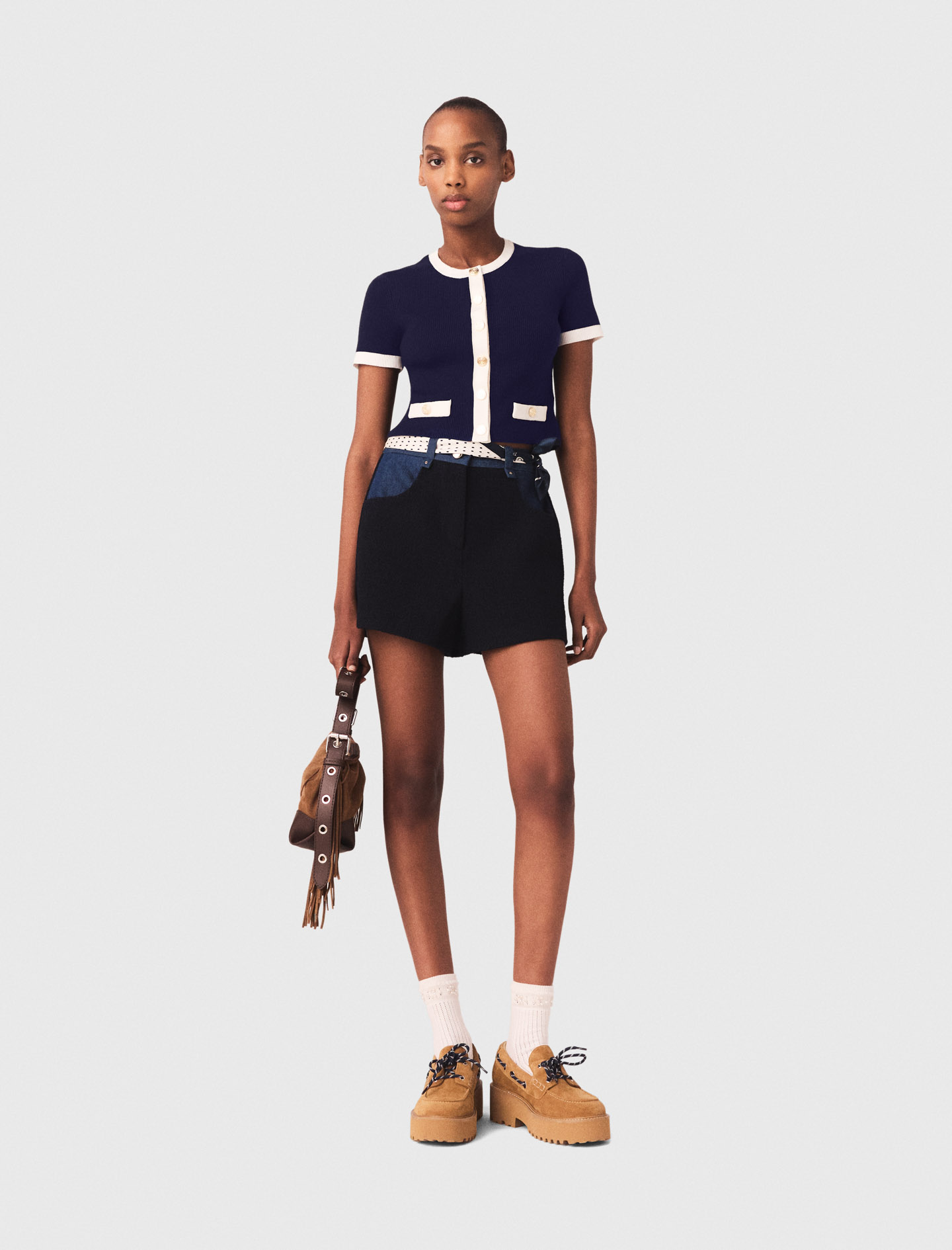 Maje Contrasting cropped cardigan