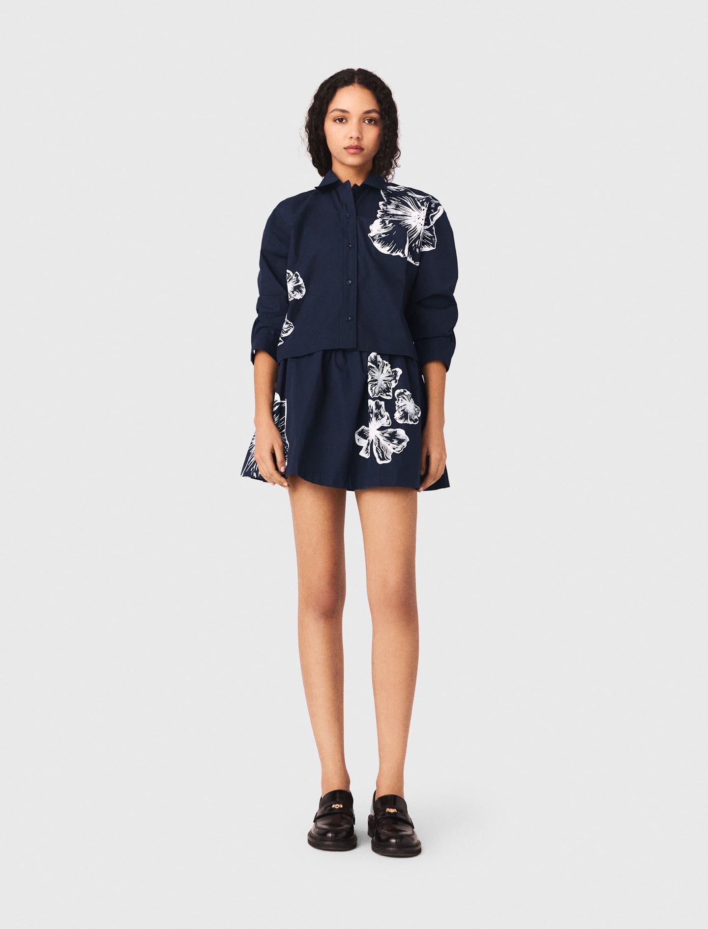 Maje Woman's cotton Cropped cotton shirt for Spring/Summer, in color Navy / Blue
