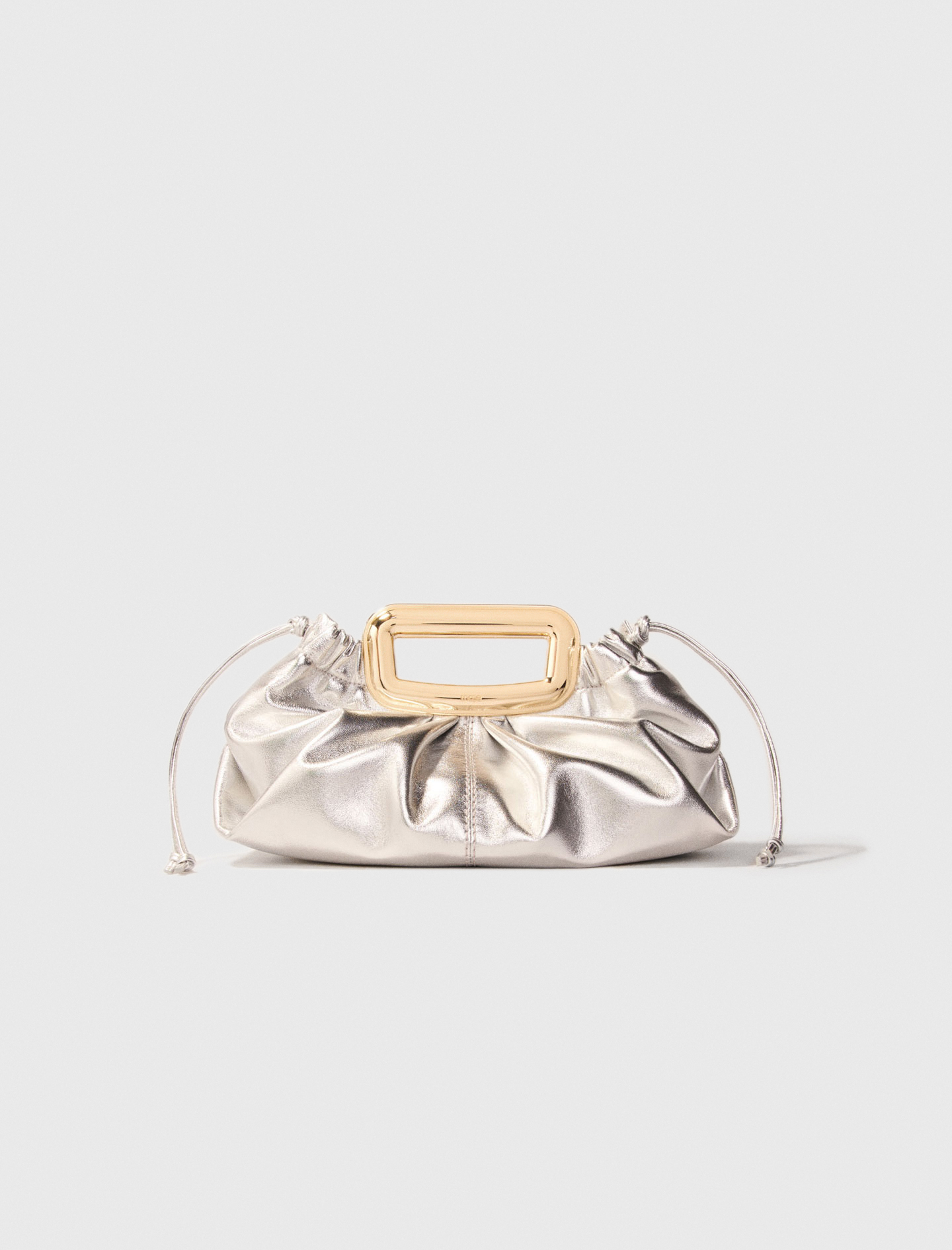 Metallic Faux Leather Top Handle Clutch main image 1