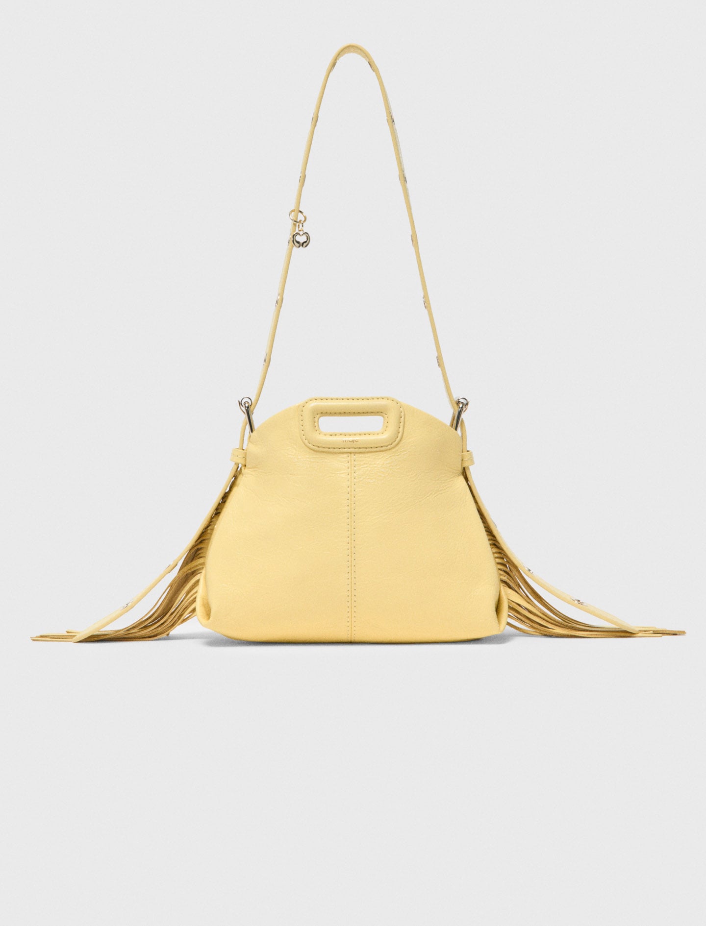 Maje Woman's leather Matte crackle Miss M mini bag for Spring/Summer, in color Pale Yellow /