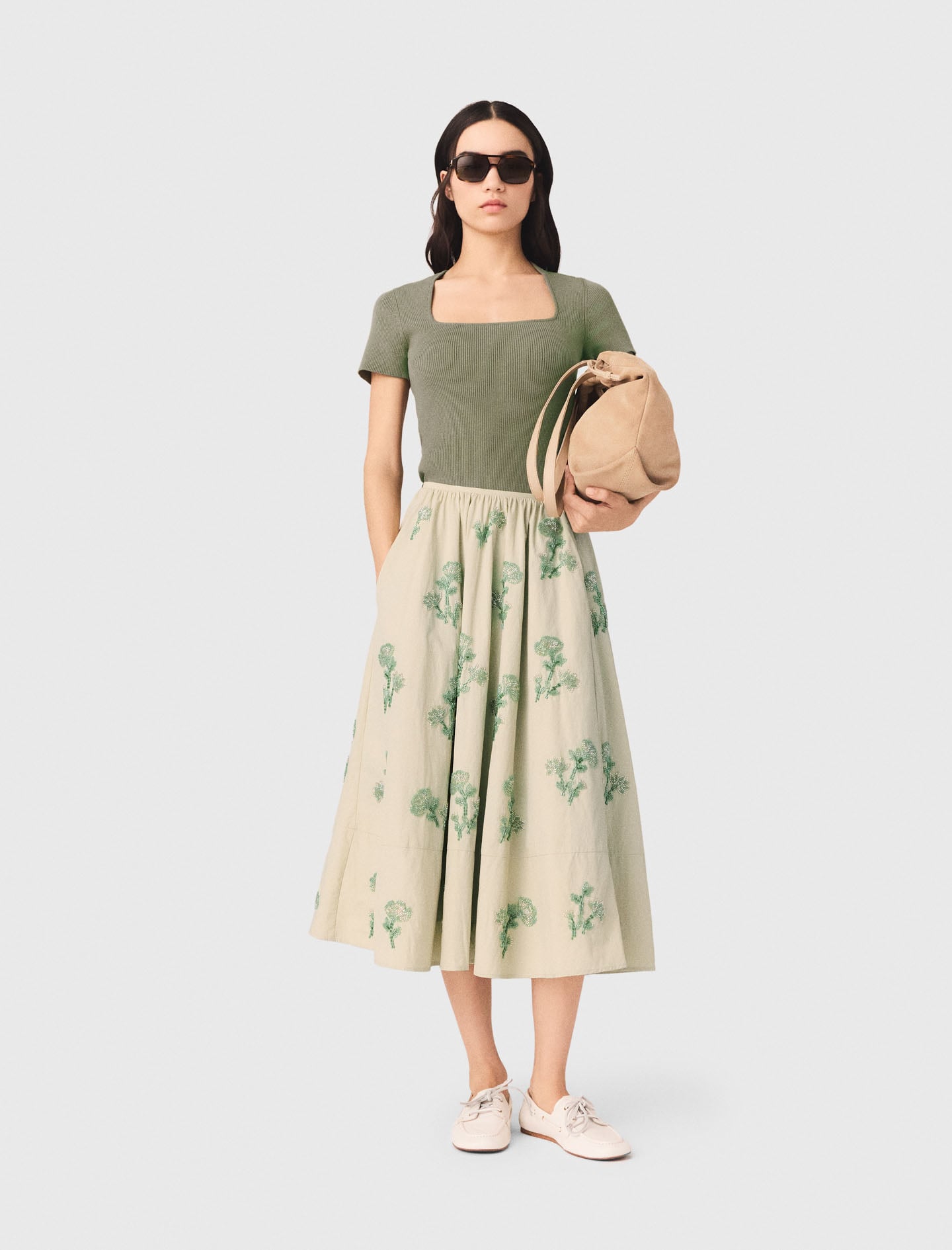 Maje Beaded technical skirt
