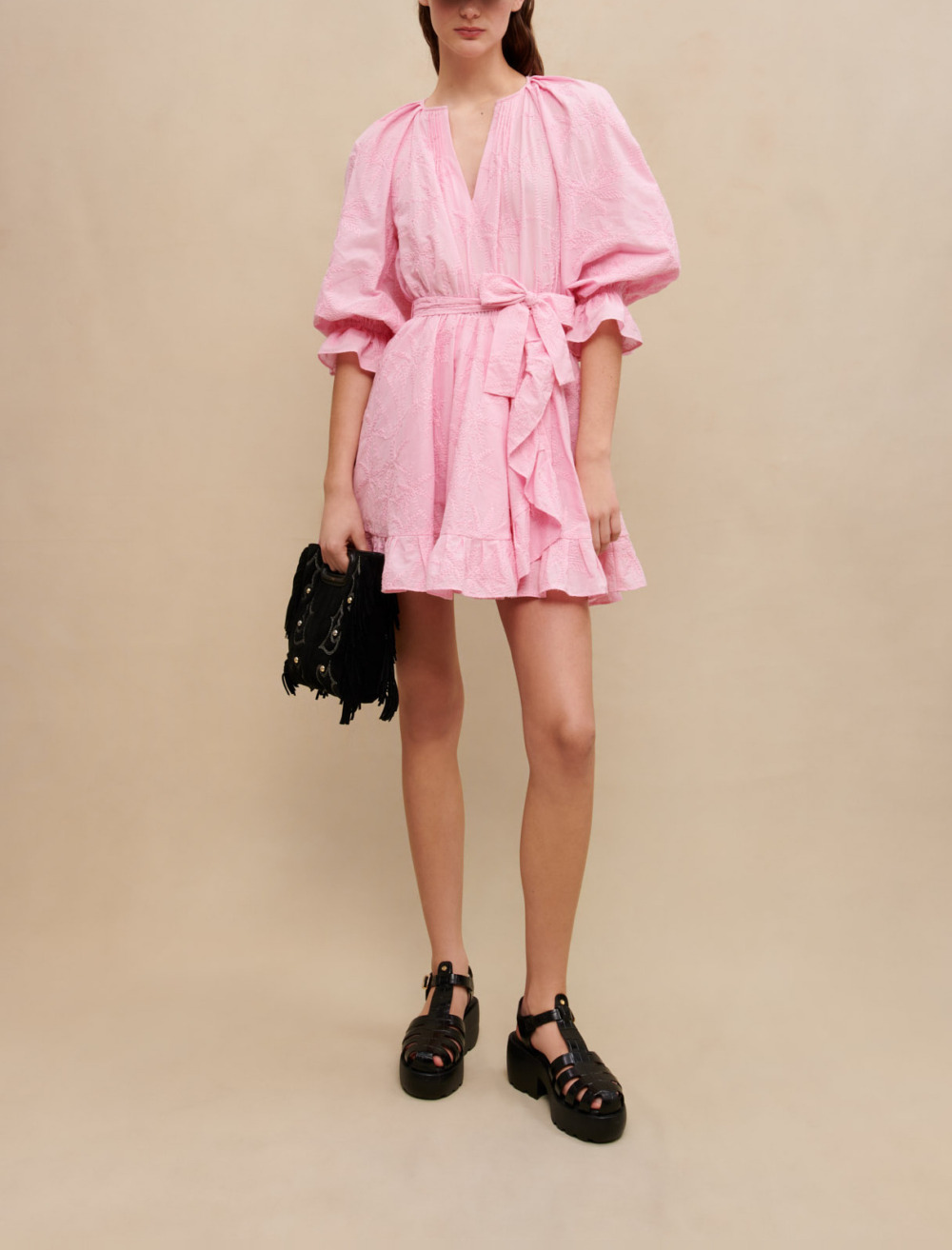 Ruffled mini dress Pink For Women | Maje
