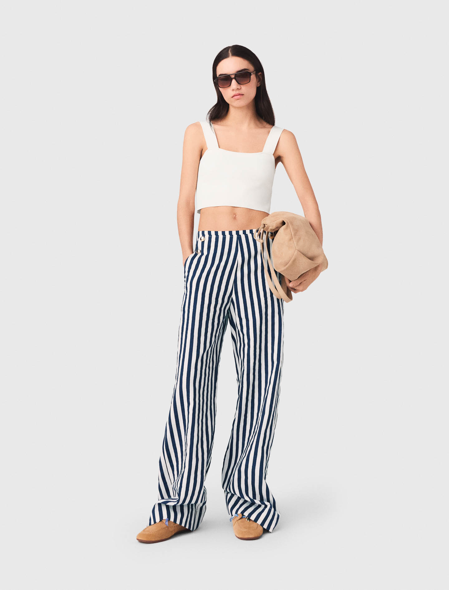Maje Linen blend sailor trousers